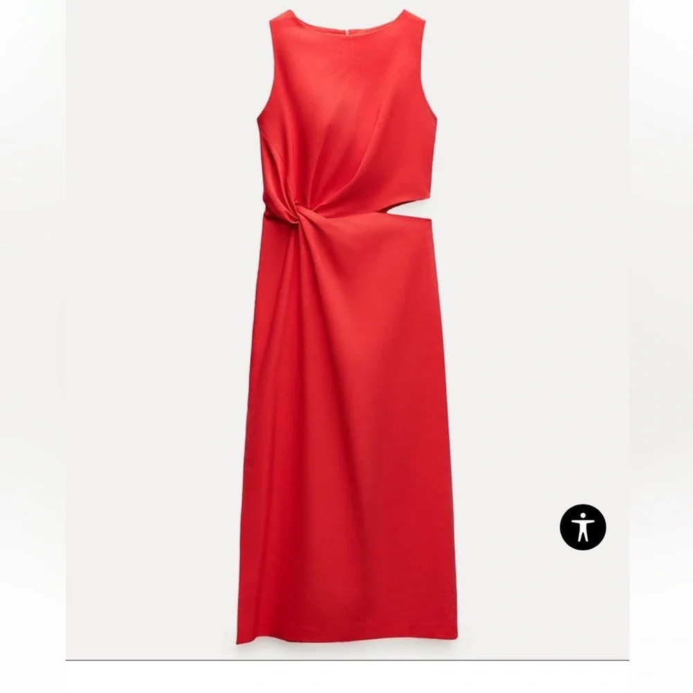 Zara Red Asymmetrical Dress - Picture 7 of 9